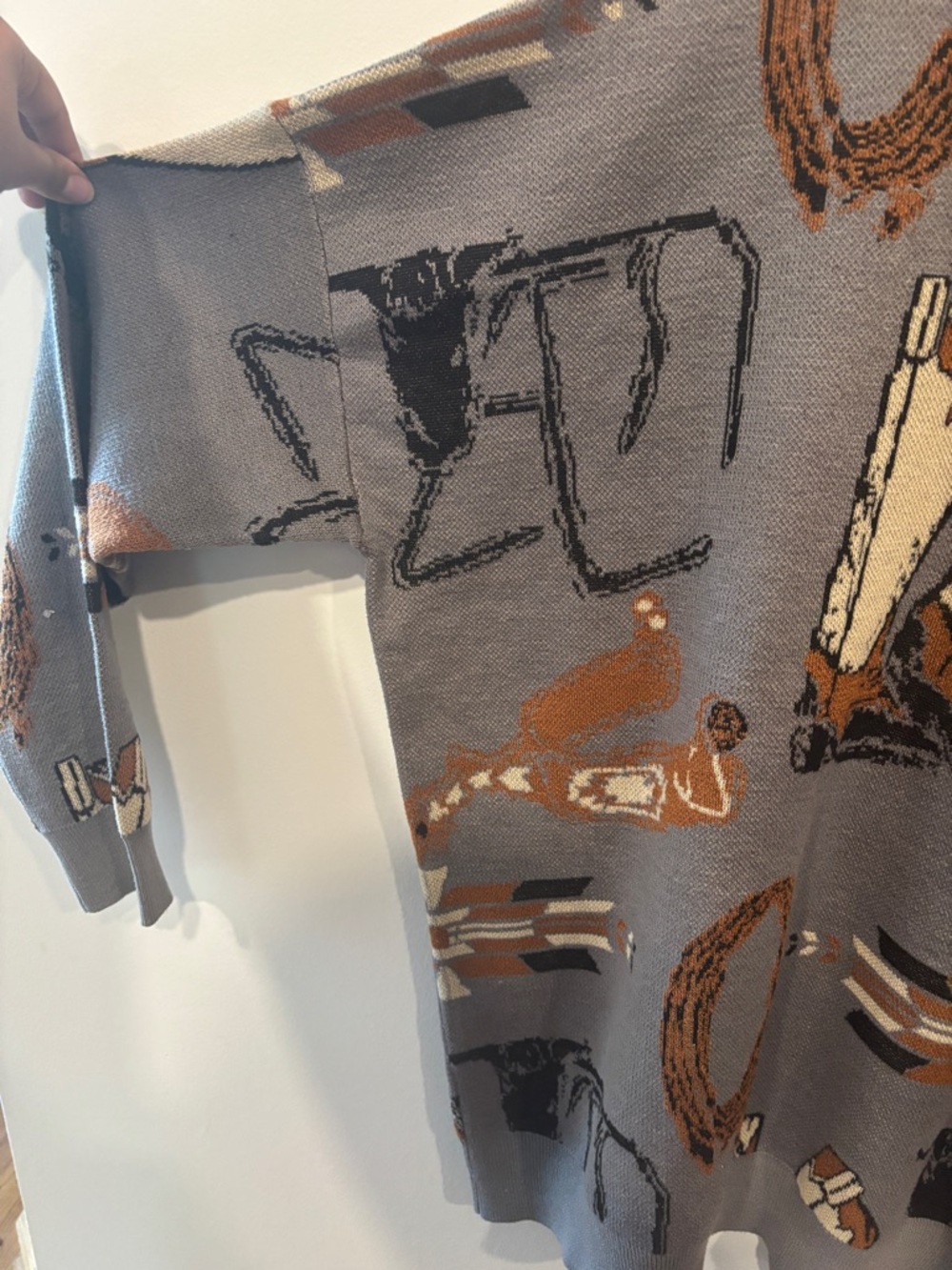 Two Fly Western Girl Motif Grey Knit Sweater - Size 2X/3X - Cowgirl Core - Picture 3 of 6